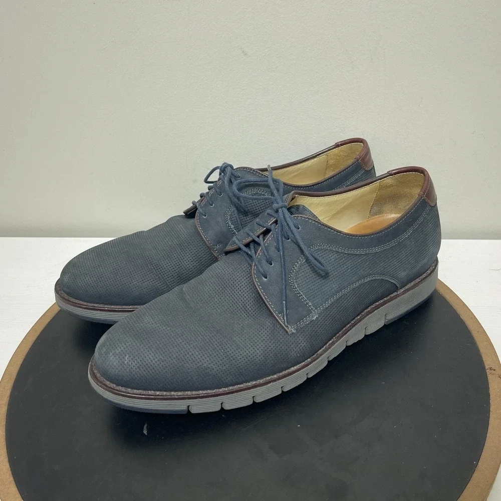 Johnston Murphy JM 1850 Men 10M Sheepskin Derby Navy Blue Business Casual Smart